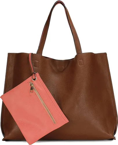 Vista 6 de Elegante bolso de mano reversible H1842 Negro/Gris