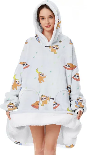 Vista 8 de American Trends Wearable Blanket Hoodie, Oversized Sherpa Warm Hoodie Blanket Thick Sweatshirt, Gift for Women Men Girls
