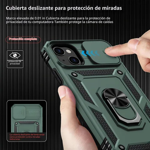 Vista 3 de Funda para iPhone 13 Mini con cubierta para lente de cámara, protector de pantalla HD, protección contra caídas de grado militar de 10 pies, soporte