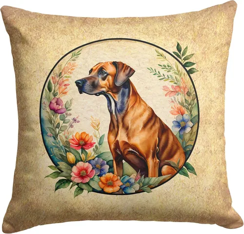 Vista 61 de Caroline's Treasures DAC2072PW1414 Affenpinscher and Flowers - Almohada decorativa de tela, lavable a máquina, para interiores y exteriores