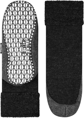 Vista 6 de FALKE Calcetines Cosyshoe tipo pantufla para hombre para invierno y otoño, con agarre en la suela, acogedores y cálidos, lana merina, negro