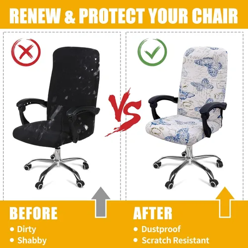 Vista 14 de Smiry fundas elásticas estampadas para silla de oficina de computadora, fundas universales para sillas giratorias de escritorio, extraíbles