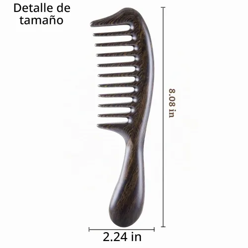 Vista 2 de Louise Maelys - Peine de dientes anchos de sándalo negro para cabello rizado Black Sandalwood Wide Tooth Comb For Detangling Curly, Thick Or Wavy