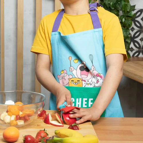 Vista 4 de Kids Apron, Chefclub, 100% Cotton - Cooking & Baking Apron for Children - with Pocket, Adjustable Neck Strap, Waist Tie