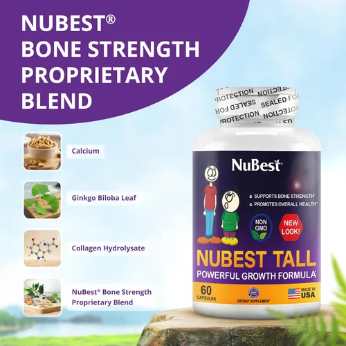 Vista 2 de NuBest Tall Apoya la fuerza ósea, salud ósea, sistema inmunológico mejorado y bienestar corporal completo con calcio, colágeno y hierbas