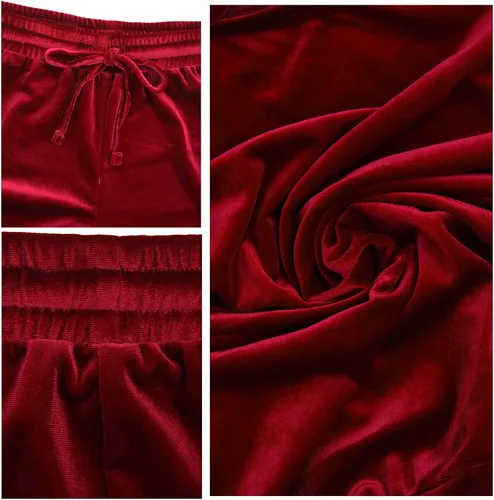 Vista 5 de Fixmatti Conjunto de sudadera de terciopelo de 2 piezas con un hombro descubierto para mujer