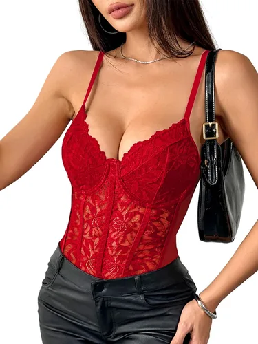 Vista 17 de Lilosy Sexy corsé tops de una pieza mujer salir body Verde militar