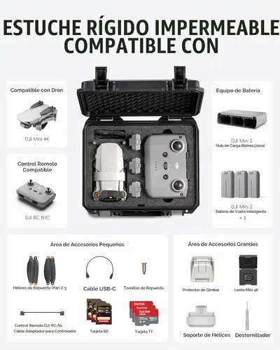 Vista 2 de Hard Case for DJI Mini 4K / 2 SE / 2 Fly More Combo Mini 4K Accessories Para Mini 4K