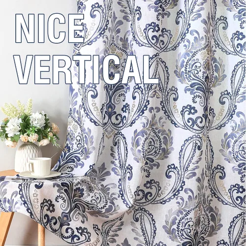 Vista 6 de H.VERSAILTEX - Cortinas florales para dormitorio de 63 pulgadas de largo, juego de 2 paneles, estilo de campo, cortinas semitransparentes para sala