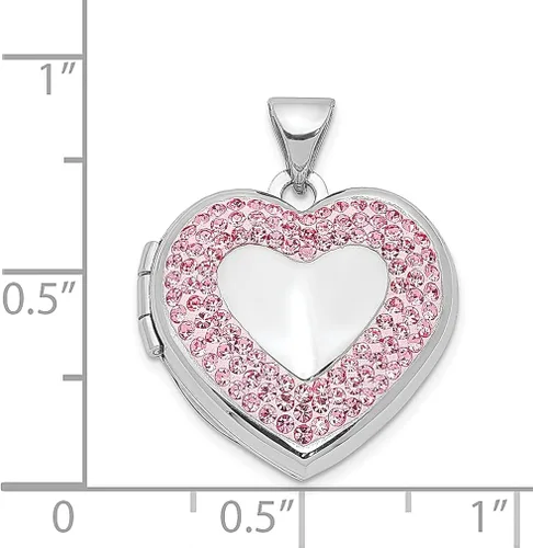 Vista 4 de Colgante de plata de ley 925 de 0.709in con cristales preciosos rosados, joyería fina para mujer, regalos para ella, Cristal