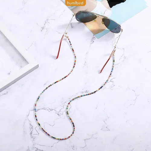 Vista 5 de humlbird Cadena de gafas de sol con cuentas de cristal curativo con perlas para mujer
