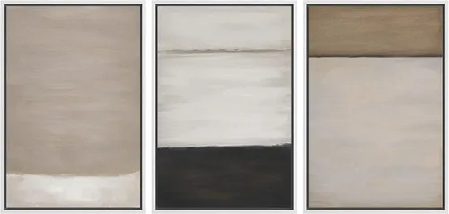 Vista 125 de SIGNFORD - Set de obras de arte en lienzo enmarcado para pared, ilustraciones abstractas de neblina del desierto en tonos neutros beige y marrón