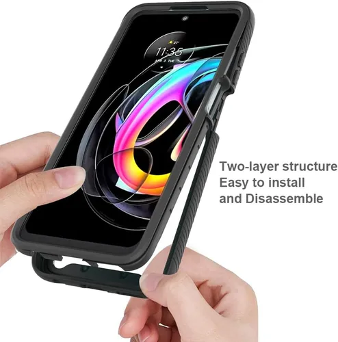 Vista 3 de Funda protectora para Motorola Edge 20 Lite 5G, anticaídas y absorción de golpes, color negro mate