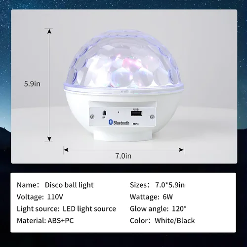 Vista 4 de Luces de Bola de Discoteca RGB LED Giratorias para Fiestas y Escenarios, Decoración de Halloween, con Control Remoto, Cine en Casa para Adultos