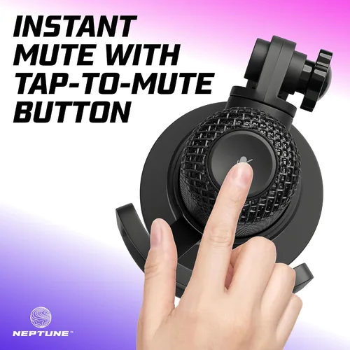 Vista 2 de Neptune Sonus - Micrófono para juegos Micrófono de transmisión con filtro pop para claridad vocal Micrófono de escritorio para transmisión, Negro