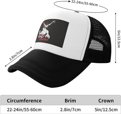 Vista 5 de TRUFEX Baki The Grappler Mesh Baseball Cap Men Women Summer Adjustable Breathable Hats Quick Dry Casual Cool Trucker Dad Hat Black