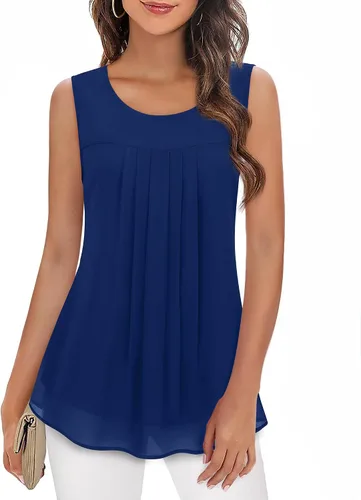 Vista 65 de Timeson - Camiseta de gasa sin mangas, blusa tipo túnica informal de doble capa para mujer