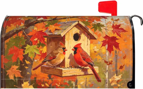 Vista 21 de Halloween Pumpkin Black Cat Mailbox Covers Magnetic Standard Size 18 X 21 Fall Maple leaves Spooky Themed Holiday Decorations Mailbox Wrap Post