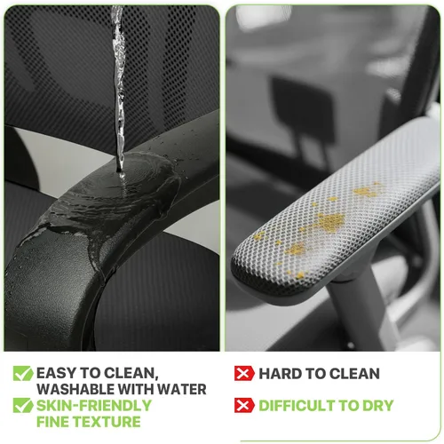 Vista 5 de Magshion Silla de oficina, silla ergonómica de escritorio de malla con respaldo medio, silla de computadora con ruedas con soporte lumbar y cómodos
