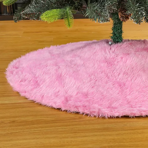 Vista 4 de Sattiyrch Falda de árbol de Navidad de piel sintética blanca de 36 pulgadas, cubierta de base de árbol de felpa suave para árbol de 4 a 5.5 pies