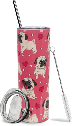 Vista 34 de Dachshund - Vaso de viaje aislado de acero inoxidable de 20 onzas con asa y pajilla, regalo para mujer, para el Día de la Madre, a prueba de fugas