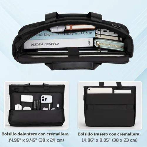 Vista 5 de RAINYEAR 15.6 Inch Expandable Laptop Bag with Handle for Men Women Negro