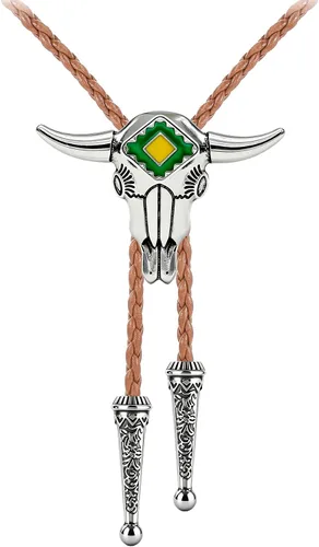 Vista 65 de Jeilwiy Corbata de bolo para hombre, corbatas vaqueras, collar de corbata #44 Elemento de sombrero de vaquero