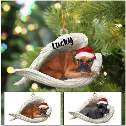 Vista 11 de America Bulldog Sleeping Angel Christmas - Adorno acrílico plano para perro, regalo conmemorativo para perro, adorno personalizado con nombre