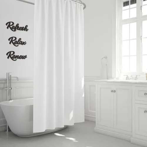 Vista 4 de 3 piezas de decoración de baño, letrero de baño de madera, letrero de "Relax, Renew, Refresh" (negro)