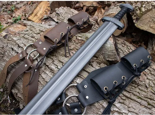 Vista 4 de Renaissance Rapier - Funda ajustable para cinturón de rana de doble espada, de piel sintética, para llevar armas medievales