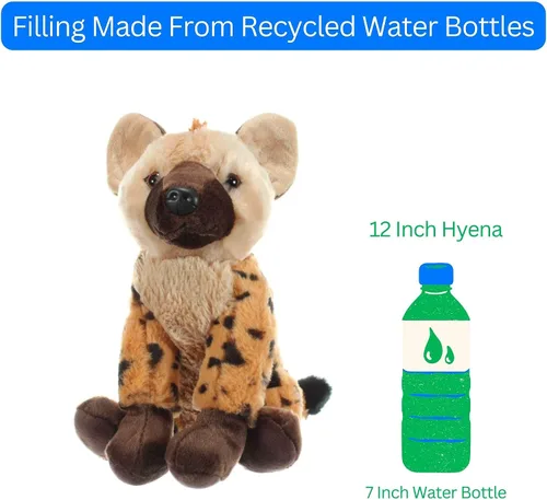 Vista 9 de The Petting Zoo Hyena - Animal de peluche, regalos para niños, animales salvajes del zoológico Onez, juguete de peluche de hiena de 12 pulgadas