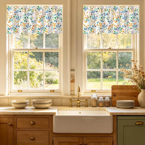 Vista 54 de Cortinas de cocina de estilo granja occidental con bolsillo para cortinero, pequeñas y cortas, estilo café rústico, cabaña, puerta de granero