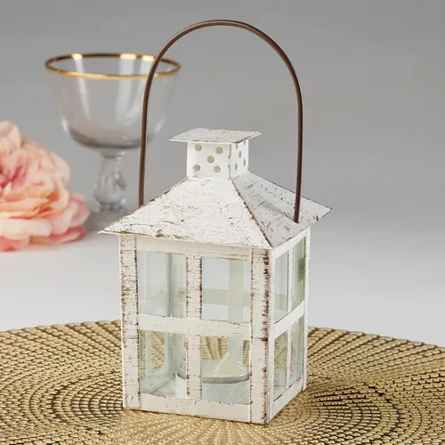 Vista 10 de Kate Aspen Decoración Rústica de Granja Blanca Portavelas Farol (12.7 cm), Decoración de Boda, Centro de Mesa, Decoración del Hogar, Decoración