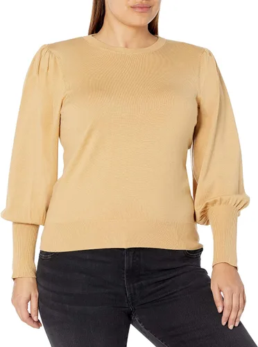 Vista 4 de The Drop Vivienne - Suéter de cuello redondo con hombros acolchados para mujer
