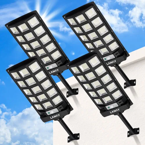 Vista 14 de Farolas solares impermeables para exteriores, sensor de movimiento de 6500 K del atardecer al amanecer con control remoto, luz LED de seguridad
