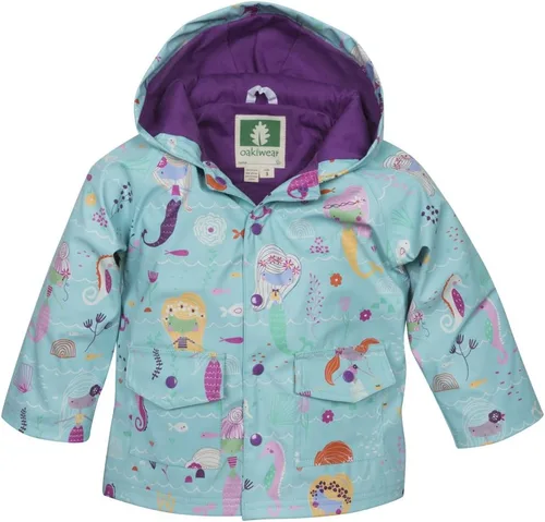 Vista 5 de OAKI Chaqueta de lluvia Oakitech para niños pequeños y niños Gotas de lluvia coloridas