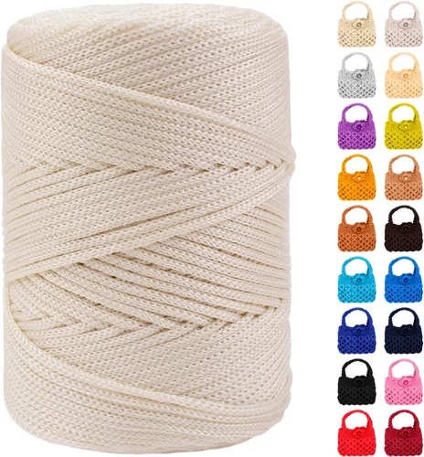 Vista 30 de Cordón de macramé de poliéster de 1/8 pulgadas x 169 metros, cordón de macramé trenzado de polipropileno, hilo de poliéster para tejer bolsos