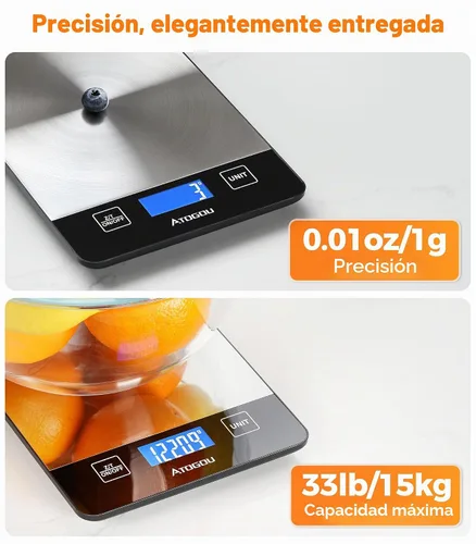 Vista 2 de Atogou Báscula de alimentos recargable - Báscula digital de cocina de 33