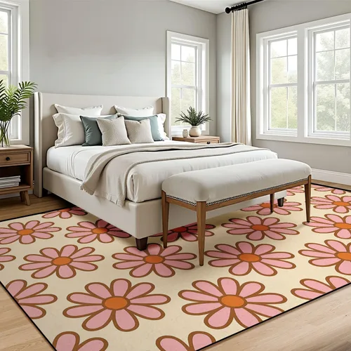 Vista 8 de 70 s Retro Seamless 60s 70s Aesthetic Style Area Rug Outdoor Patio Rug Play Mat Modern Floor Carpet Non-Slip Home Decor Living Room Kids Bedroom