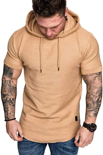 Vista 4 de Moderna sudadera deportiva de vellón con capucha, para hombres, jersey de lana unicolor sin botones.