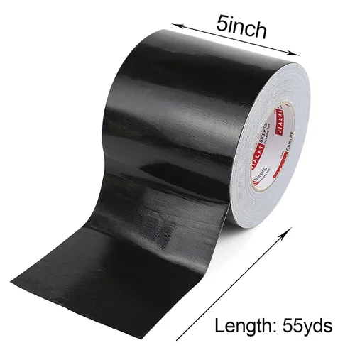 Vista 3 de JIALAI HOME Cinta adhesiva ancha, grado industrial negra de 5 pulgadas x 55 yardas (164 pies), 9 mil de alta resistencia, impermeable, fuerte