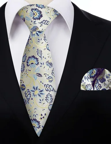 Vista 47 de Alizeal Mens 3.15inches Leaf Flower Pattern Tie with Floral Pocket Square Set