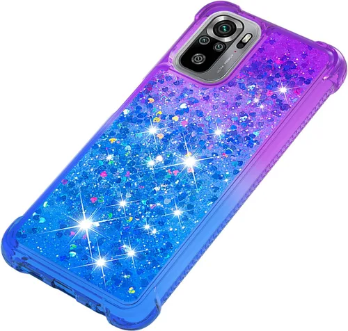 Vista 6 de CCSmall Funda para Xiaomi Redmi Note 10 4G/Xiaomi Redmi Note 10S, Creatividad Clear Gradient Quicksand Glitter Fluing Liquid Floating Case Bling