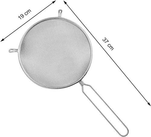 Vista 2 de Luxshiny Cuchara coladora de malla de acero inoxidable con mango largo de 14.76 pulgadas de una sola capa para servir alimentos, cuchara coladora