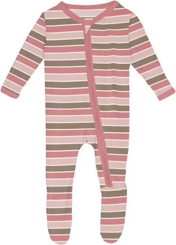 Vista 77 de KicKee Baby & Toddler - Pijama de viscosa ultrasuave de bambú con patas abatibles y puños
