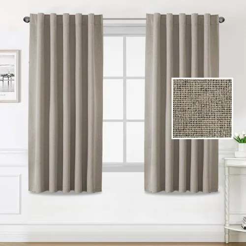 Vista 30 de H.VERSAILTEX Cortinas 100% opacas con aspecto de lino para dormitorio, cortinas de bloqueo de luz con doble cara de lino con pestaña trasera