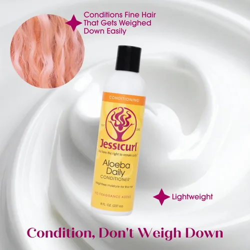Vista 3 de Jessicurl Aloeba - Acondicionador diario para cabello rizado, lavanda cítrica, acondicionador sin enjuague de 32 onzas líquidas y solución