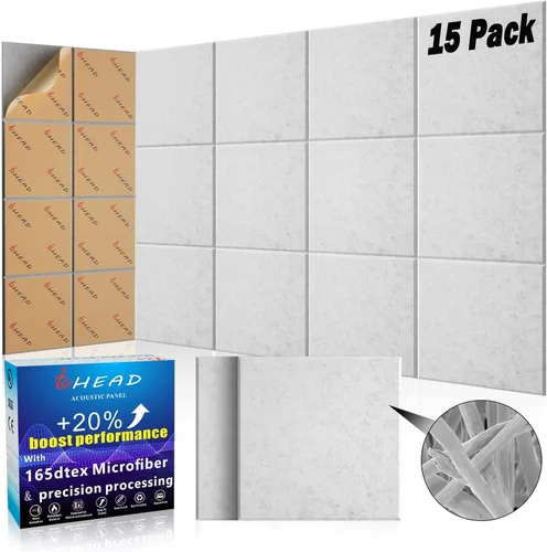 Vista 38 de Paneles Acústicos de Pared Grandes 47.2"x23.6"x1.57" Paquete de 4, Paneles de Prueba de Sonido DIY 3D con Ondas para Paredes, Paneles de Pared