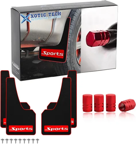 Vista 9 de x xotic tech 4 unidades de aletas de barro delanteras y traseras, protectores contra salpicaduras, guardabarros, universales, para coche SUV (negro)