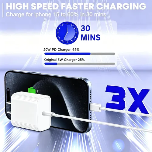 Vista 3 de Cargador rápido para iPhone 17/16/15, carga rápida extra larga de 10 pies, paquete de 3 bloques USB-C a USB C, cable de carga rápida para iPhone